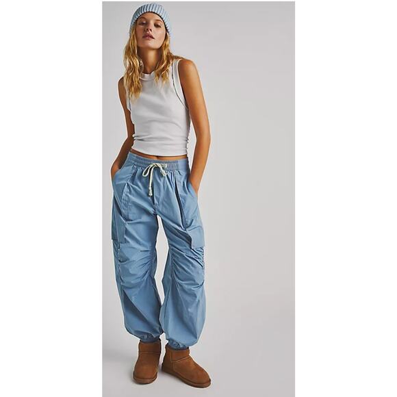 Nicole Miller Pants - Nicole Miller Chambray Lyocell Jogger Pants Sky Blue Size L Cargo Y2K Comfort